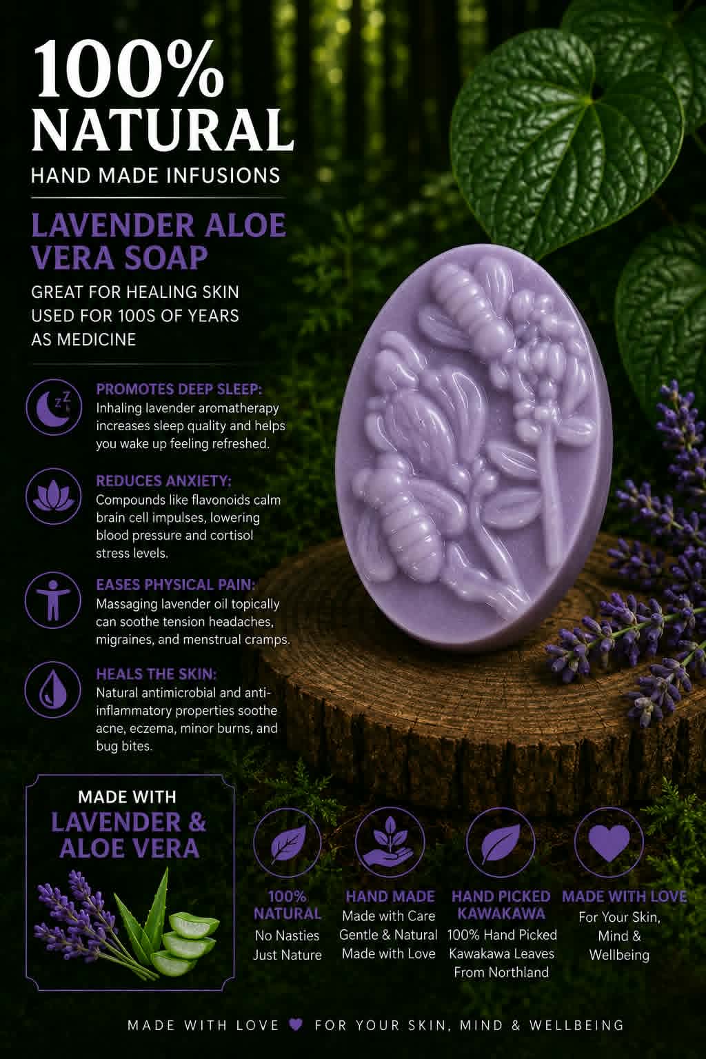 Lavender Aloe vera soap Flower bees