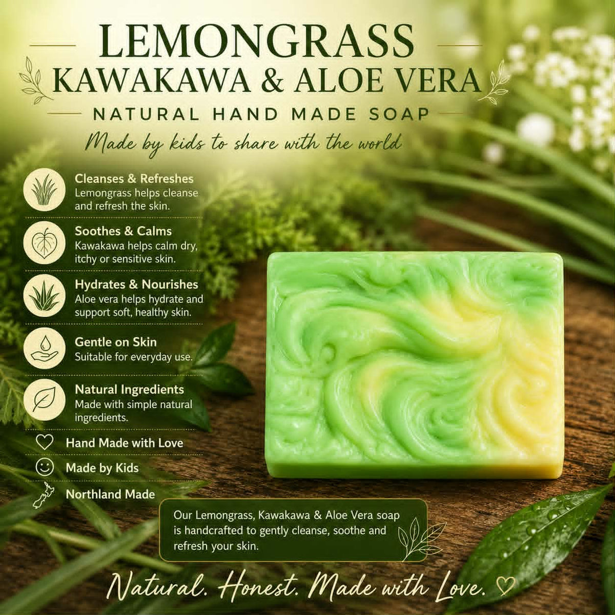 Lemongrass Kawakawa Aloe vera Swirl