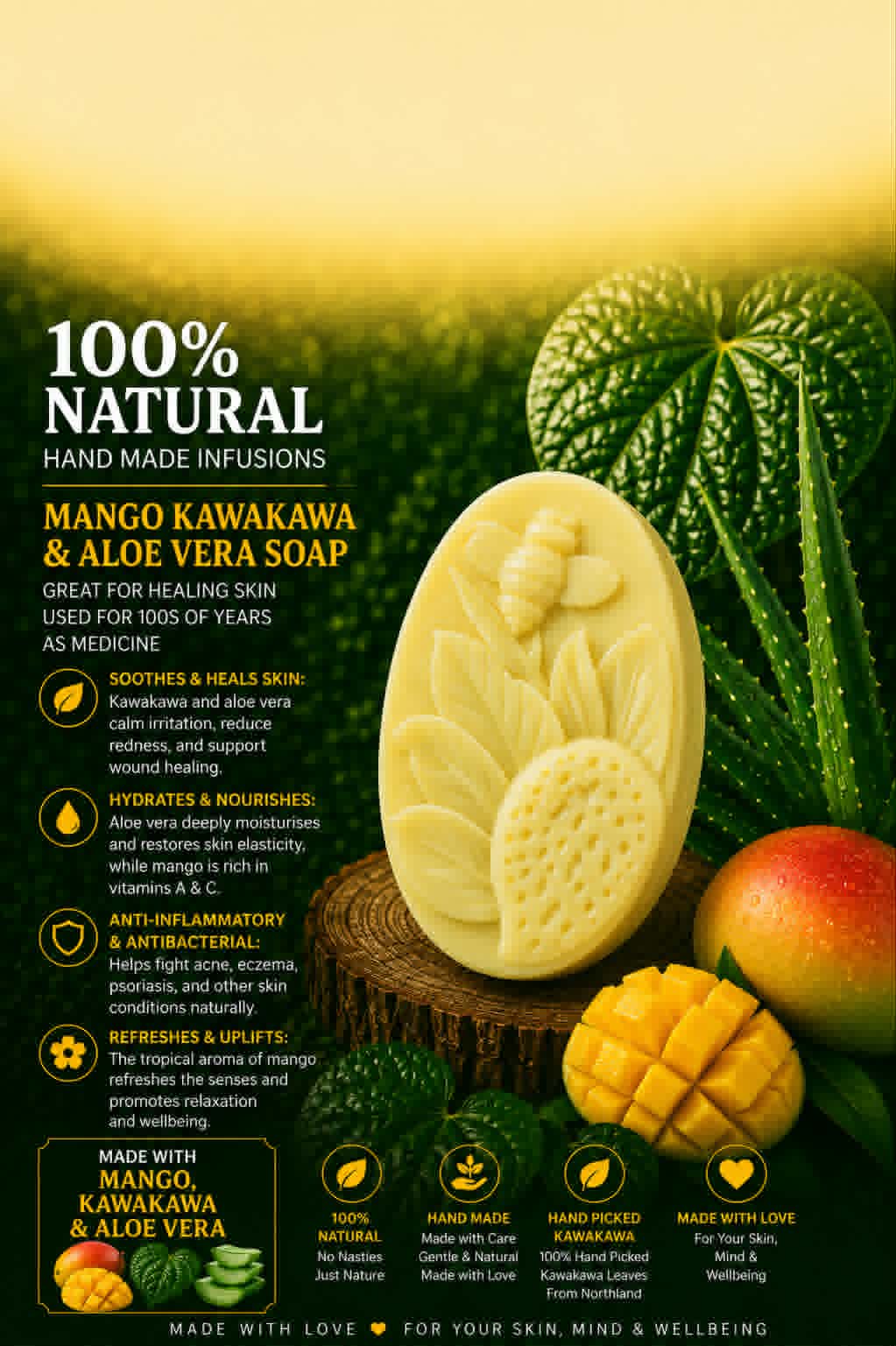 Mango Kawakawa Aloe Vera Bee sunflower
