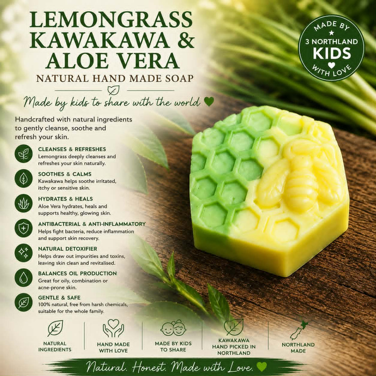 Lemongrass Kawakawa Aloe vera Beehive