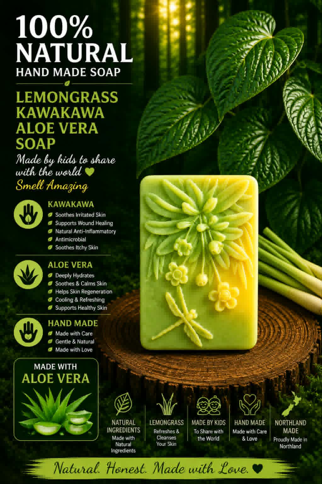 Lemongrass Kawakawa Aloe vera Dragonfly